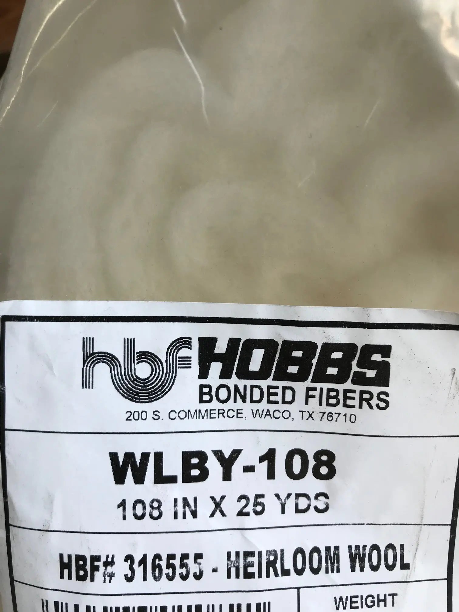 Hobbs Heirloom Wool 108" Wide Batting Roll - Linda's Electric Quilters