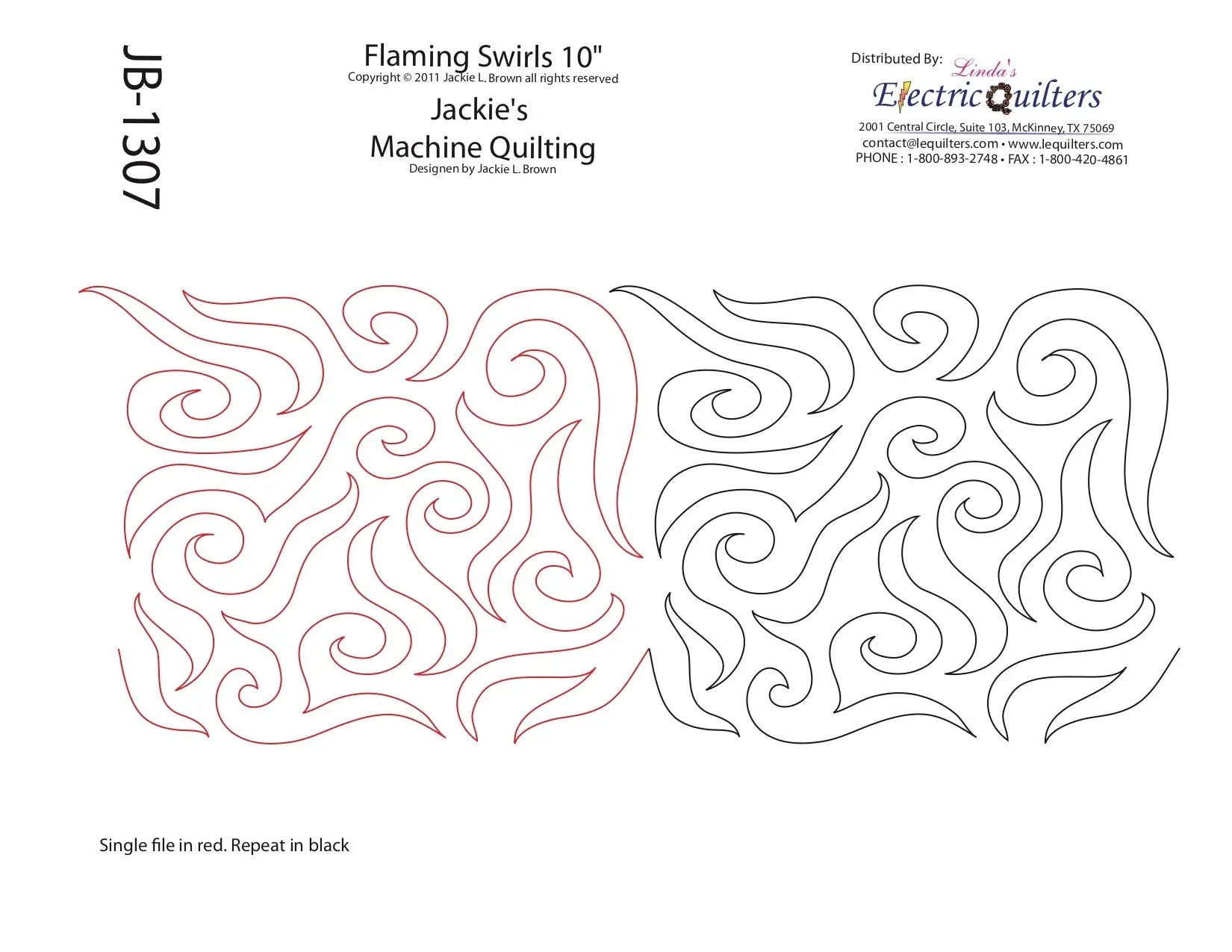 1307 Flaming Swirls Pantograph by Jackie Brown - Linda's Electric Quilters