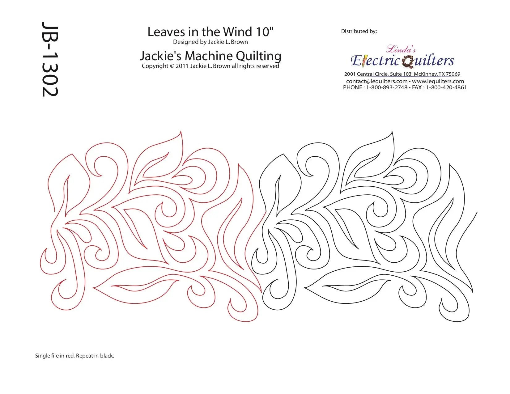1302 Leaves In The Wind Pantograph by Jackie Brown - Linda's Electric Quilters