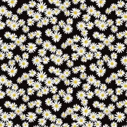 Black White Daisy Dance Cotton Wideback Fabric per yard - Linda's Electric Quilters