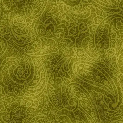 Green Radiant Paisley Cotton Wideback Fabric per yard - Linda's Electric Quilters