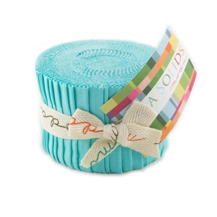 Aqua Bella Solids Junior Jelly Roll Moda Fabrics & Supplies