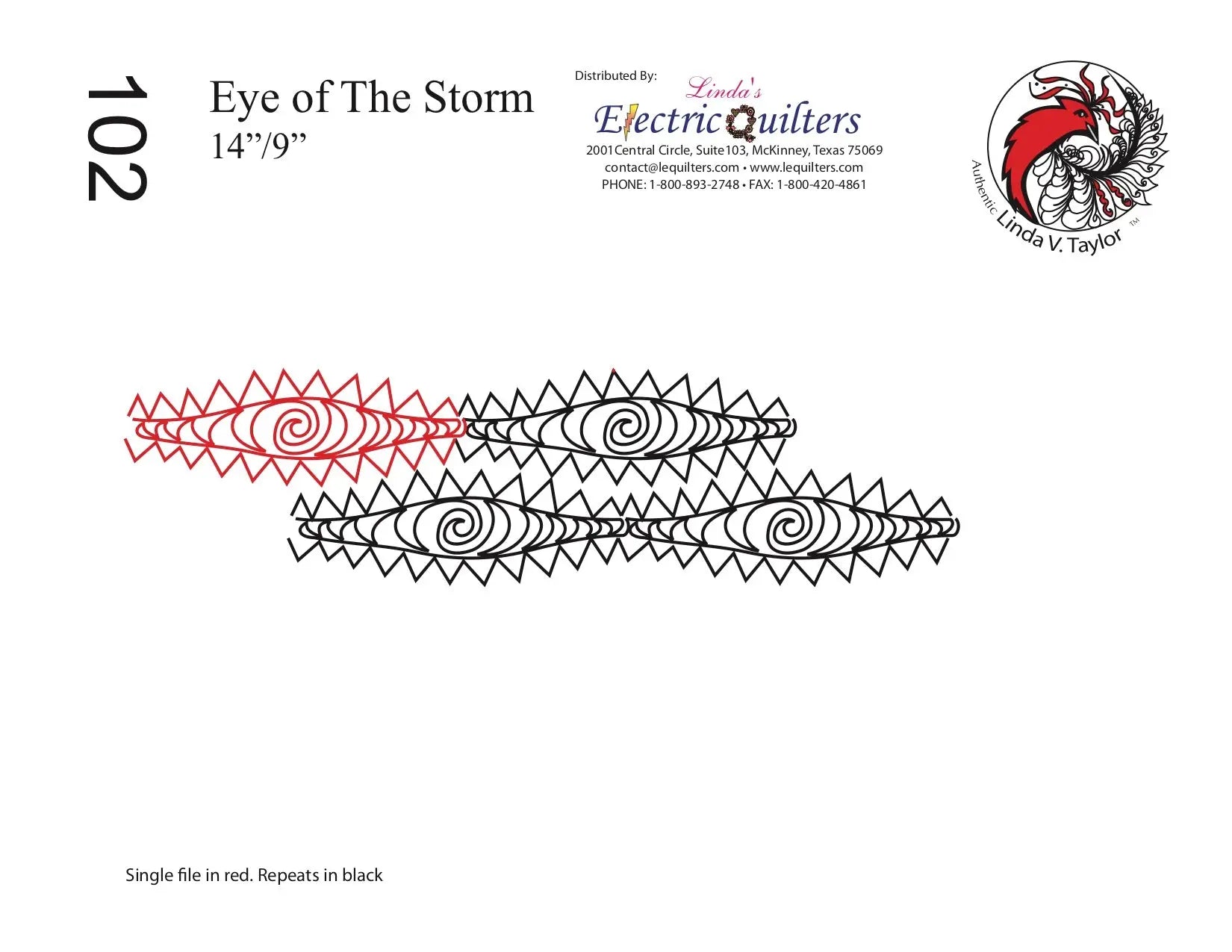 102 Eye Of The Storm Pantograph by Linda V. Taylor - Linda's Electric Quilters