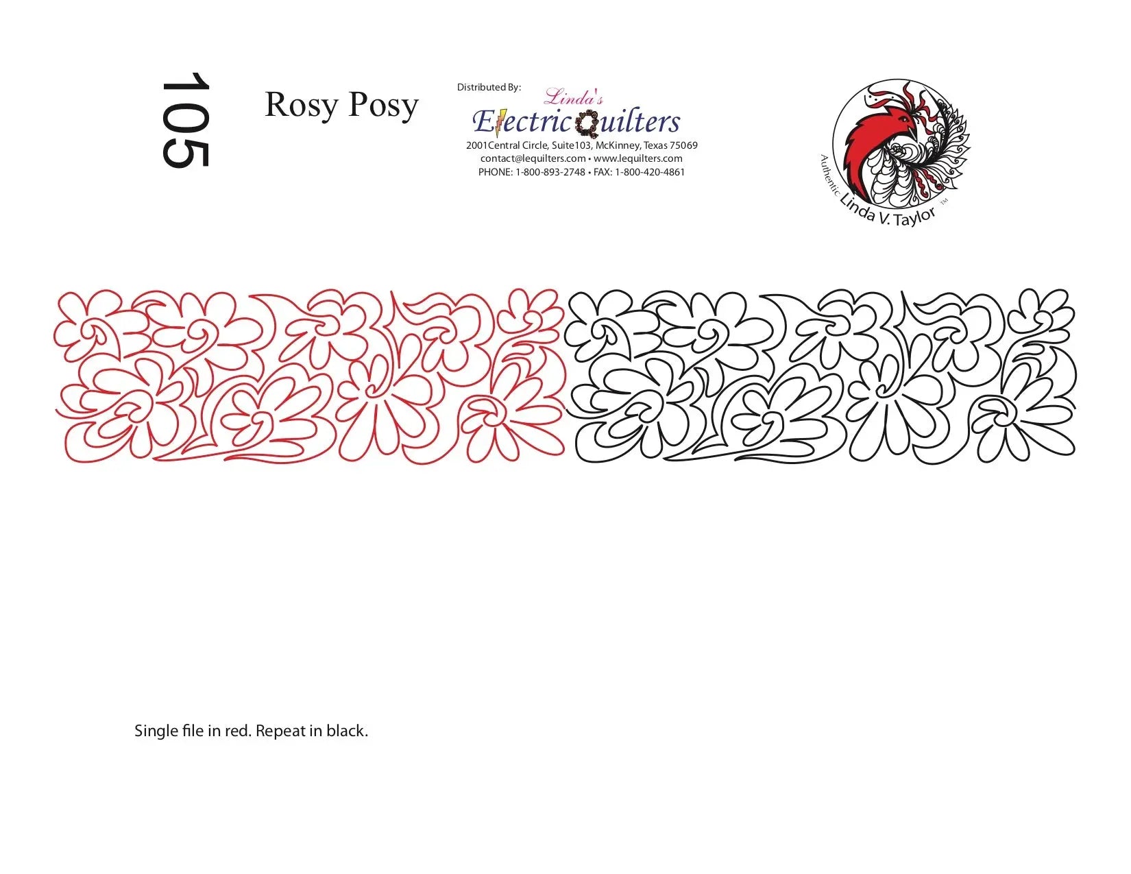 105 Rosy Posy Pantograph by Linda V. Taylor - Linda's Electric Quilters