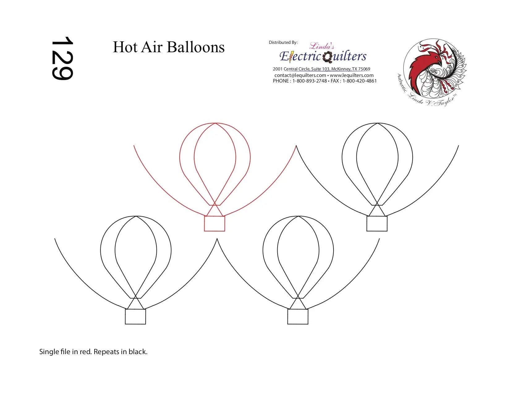 129 Hot Air Balloons Pantograph by Linda V. Taylor - Linda's Electric Quilters
