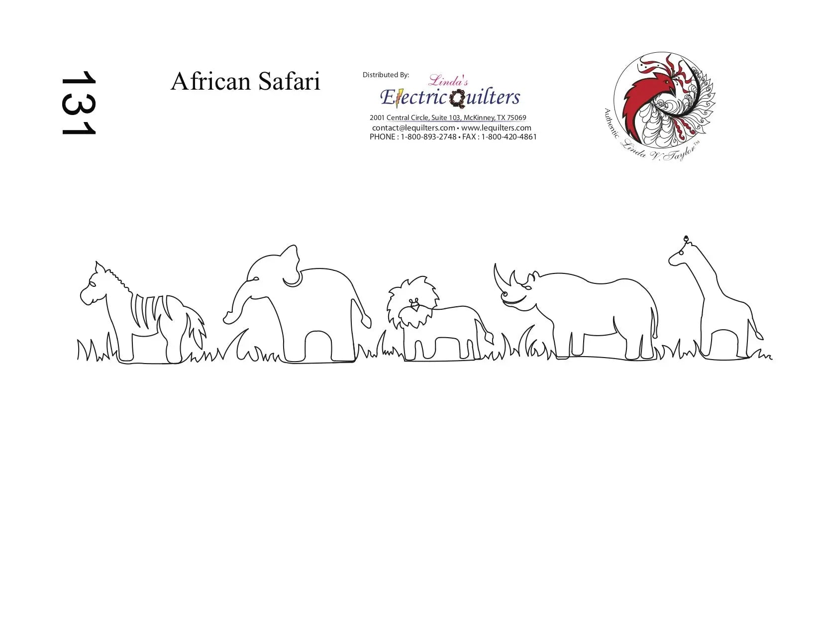 131 African Safari Pantograph by Linda V. Taylor - Linda's Electric Quilters