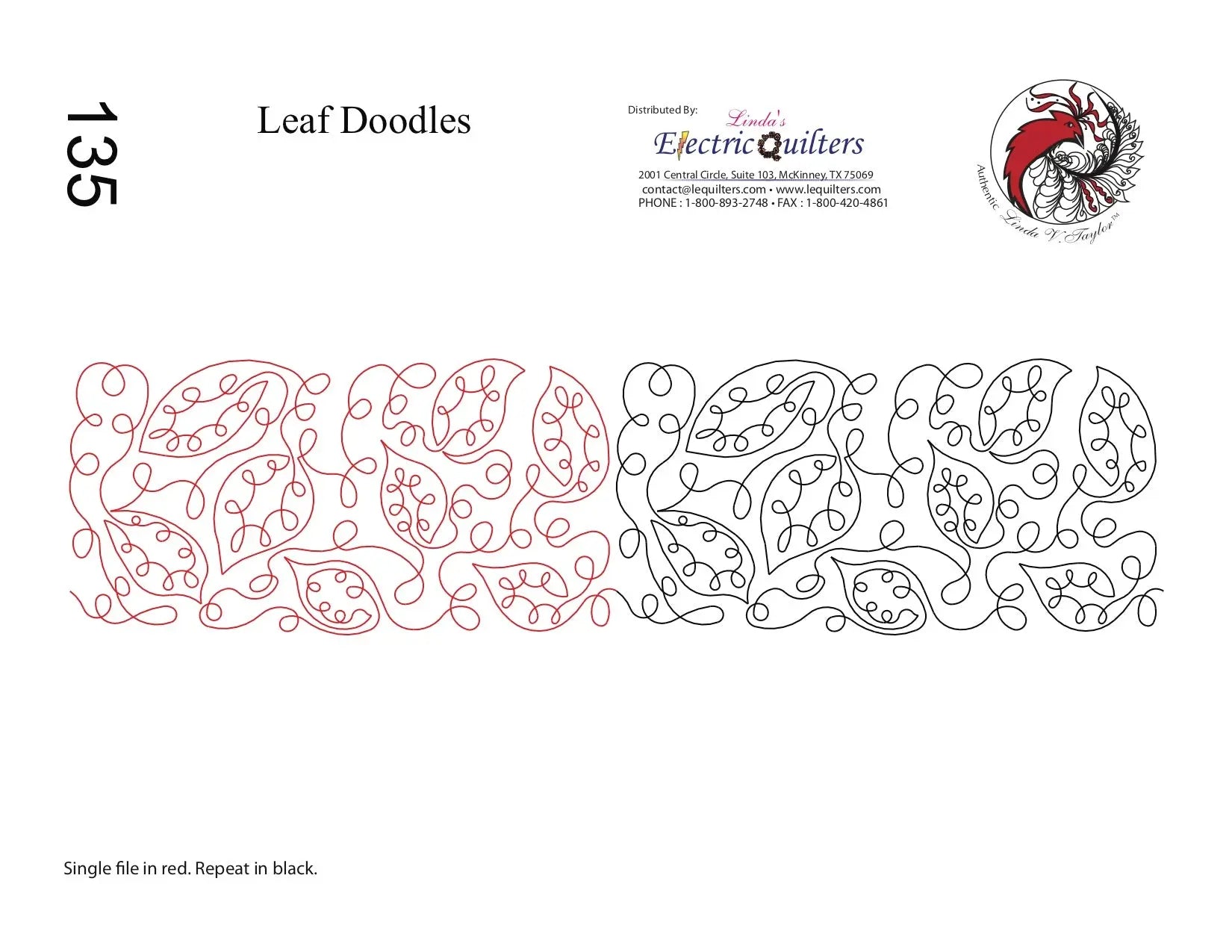 135 Leaf Doodles Pantograph by Linda V. Taylor - Linda's Electric Quilters