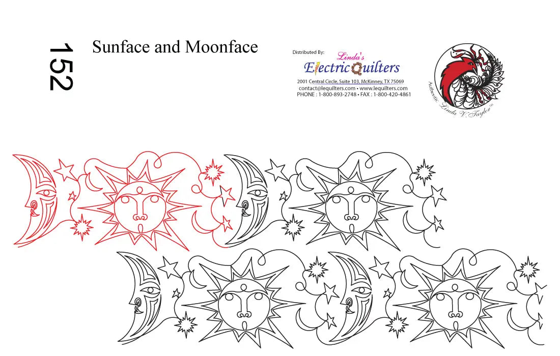 152 Moonface And Sunface Pantograph by Linda V. Taylor - Linda's Electric Quilters