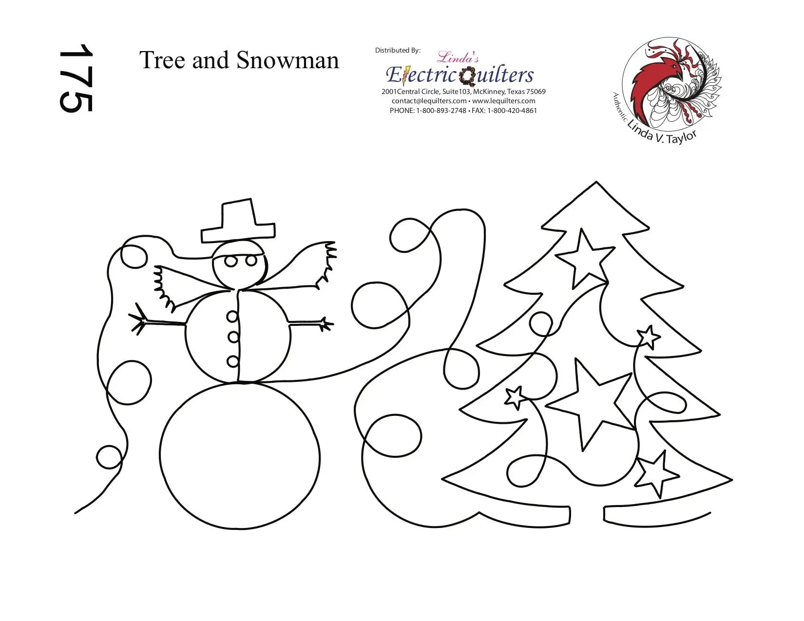 175 Trees And Snowman Pantograph by Linda V. Taylor - Linda's Electric Quilters