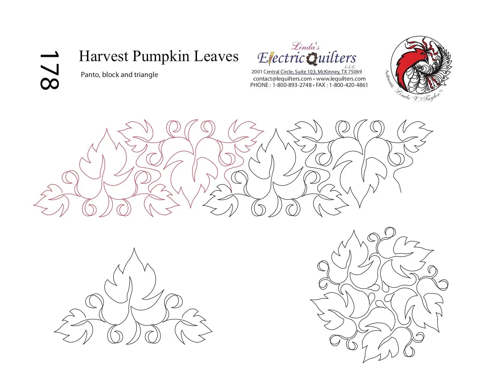 178 Harvest Pumpkin Leaves Pantograph with Blocks by Linda V. Taylor - Linda's Electric Quilters