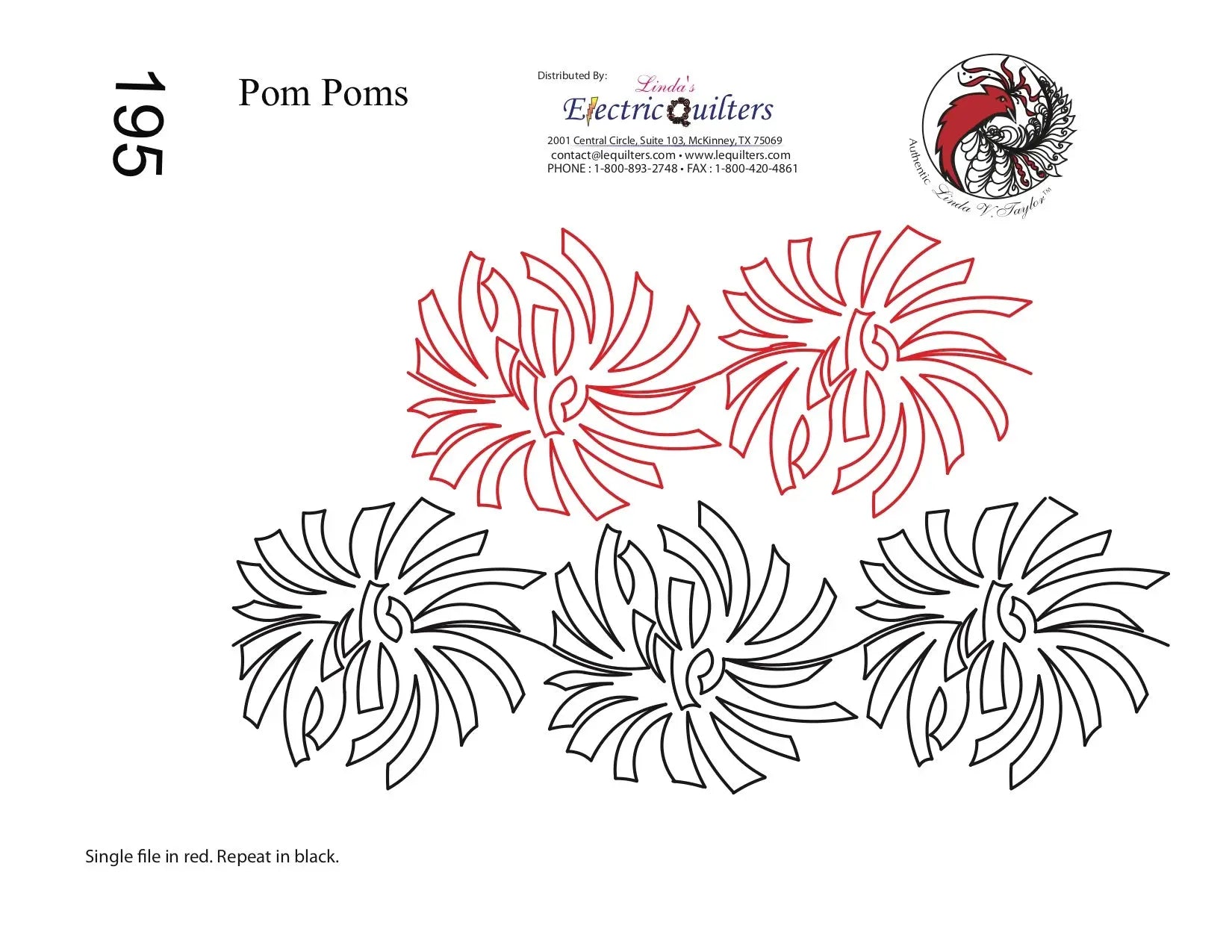 195 Pom Poms Pantograph by Linda V. Taylor - Linda's Electric Quilters