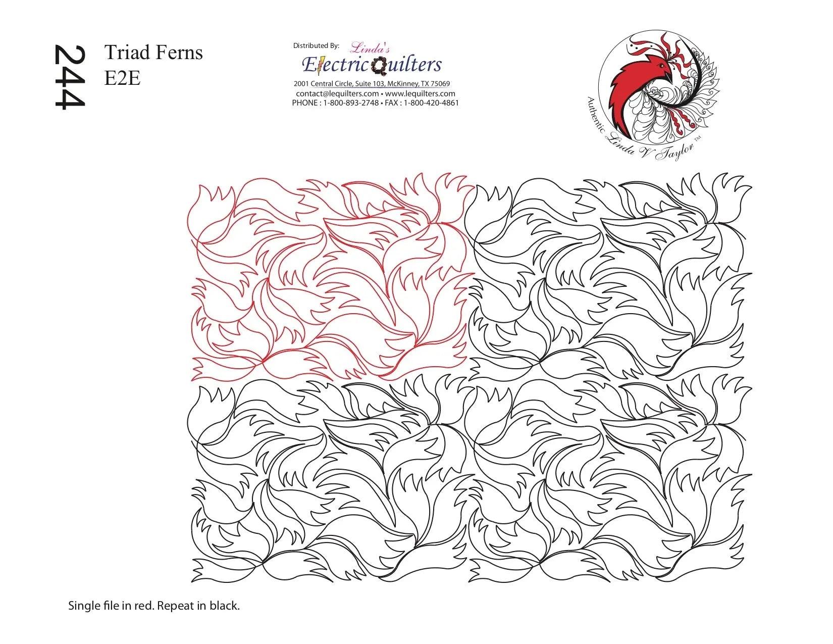 244 Triad Ferns Pantograph by Linda V. Taylor - Linda's Electric Quilters