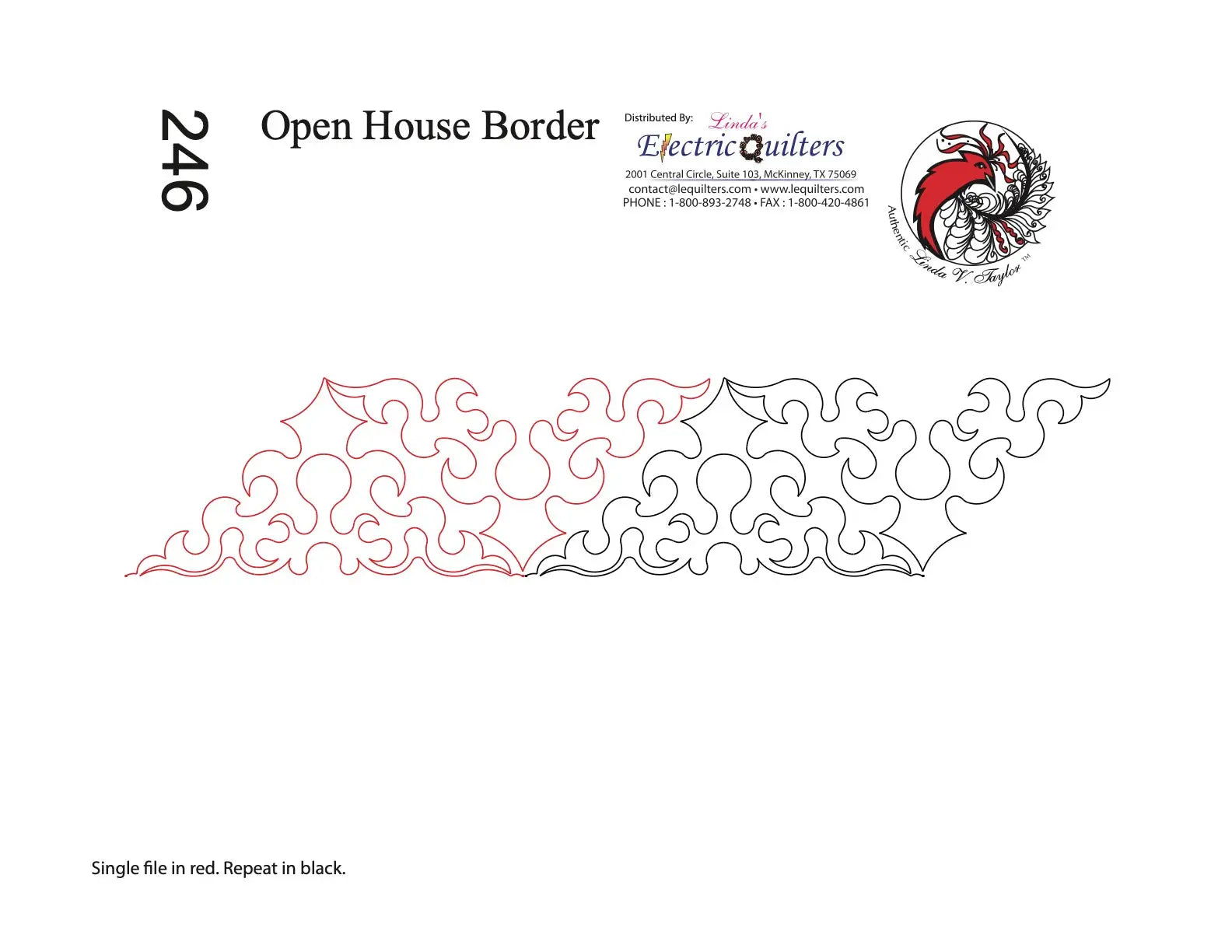 246 Open House Border Pantograph by Linda V. Taylor - Linda's Electric Quilters
