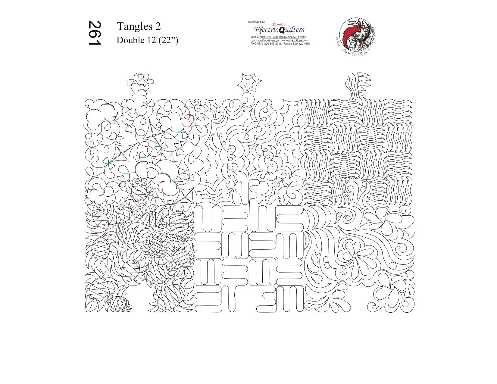 261 Tangles 2 Pantograph by Linda V. Taylor - Linda's Electric Quilters