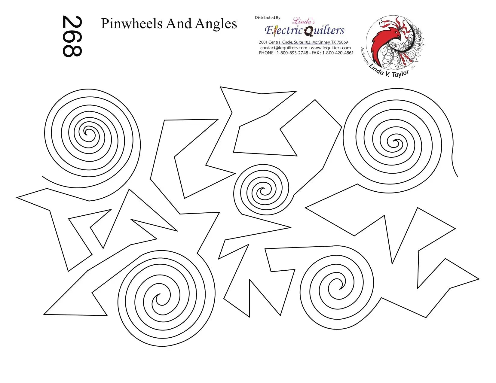 268 Pinwheels And Angles Pantograph by Linda V. Taylor - Linda's Electric Quilters