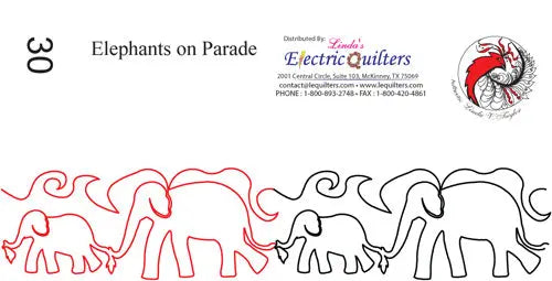 030 Elephants On Parade Pantograph by Linda V. Taylor - Linda's Electric Quilters