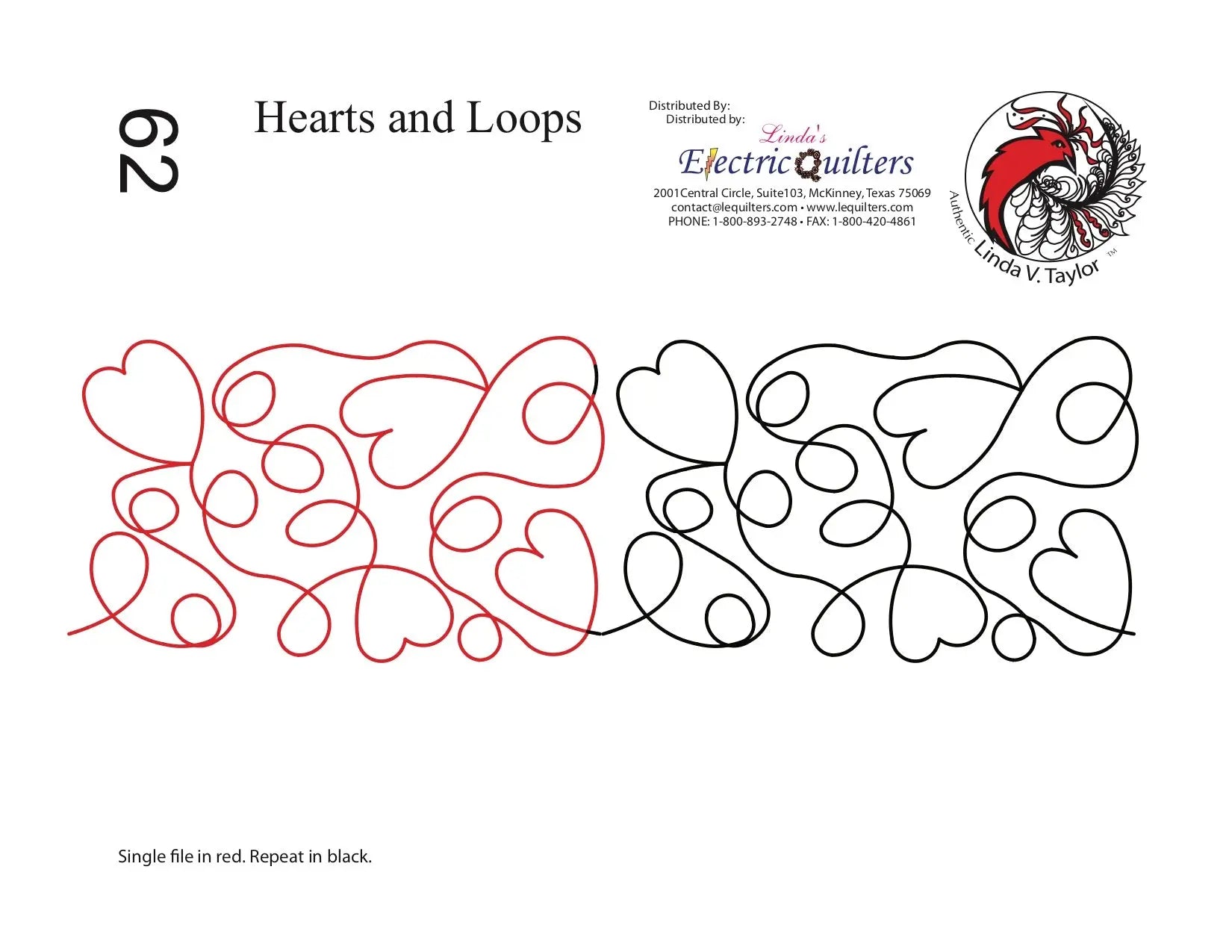062 Hearts And Loops Pantograph by Linda V. Taylor - Linda's Electric Quilters
