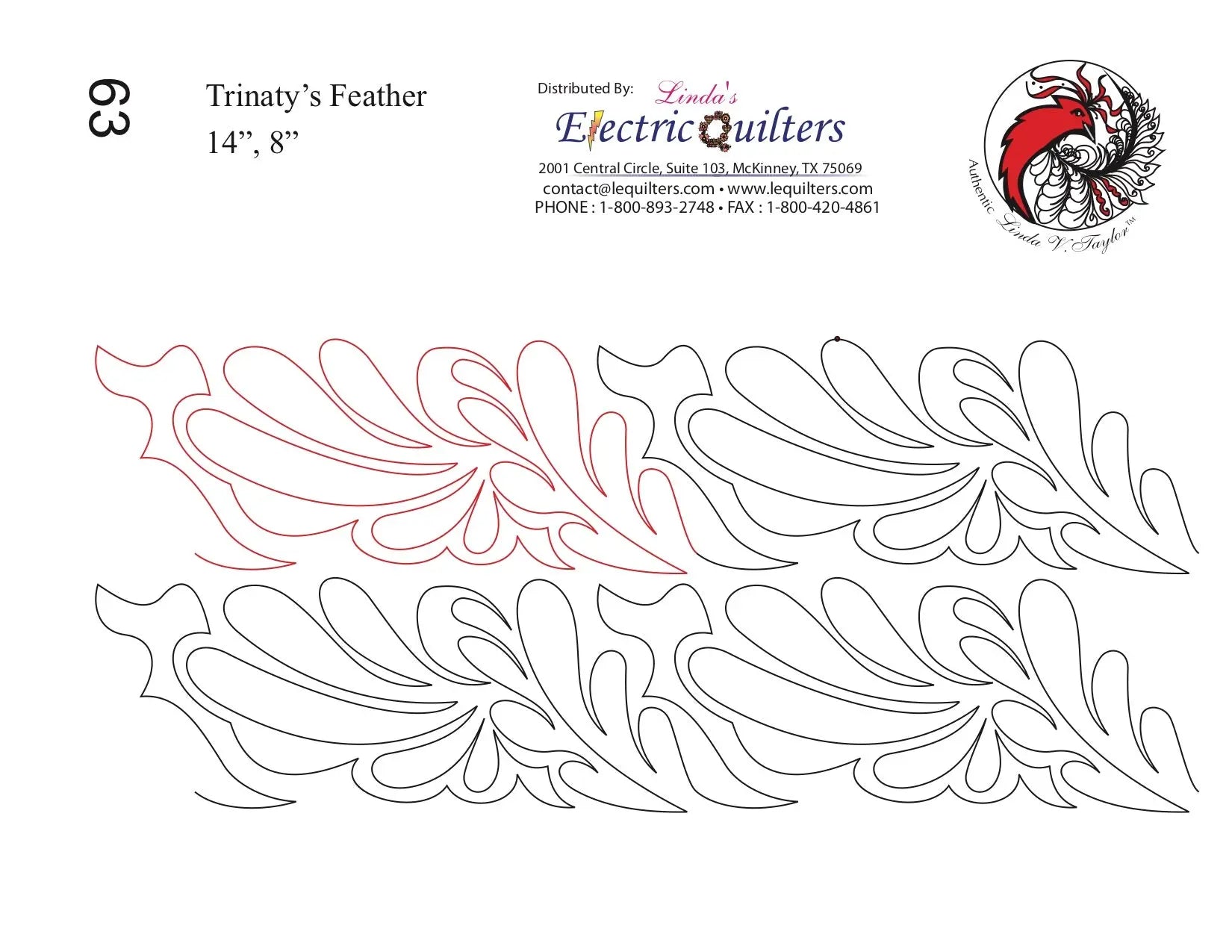 063 Trinatys Feather Pantograph by Linda V. Taylor - Linda's Electric Quilters