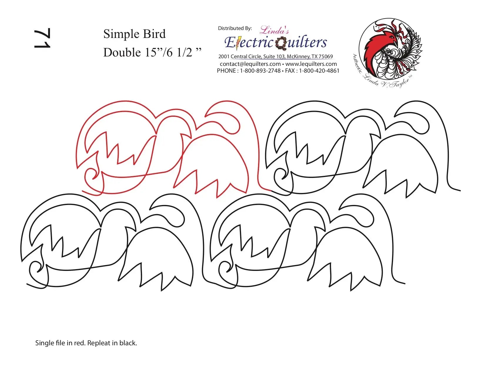 071 Simple Bird Pantograph by Linda V. Taylor - Linda's Electric Quilters
