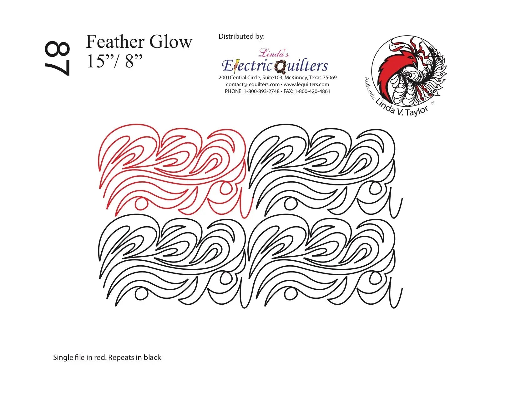 087 Feather Glow Pantograph by Linda V. Taylor - Linda's Electric Quilters