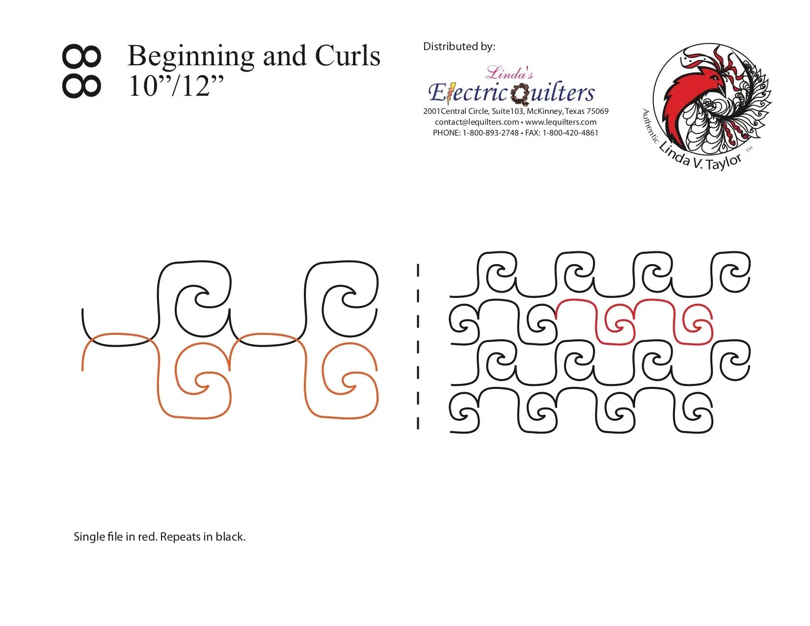 088 Beginning And Curls Pantograph by Linda V. Taylor - Linda's Electric Quilters