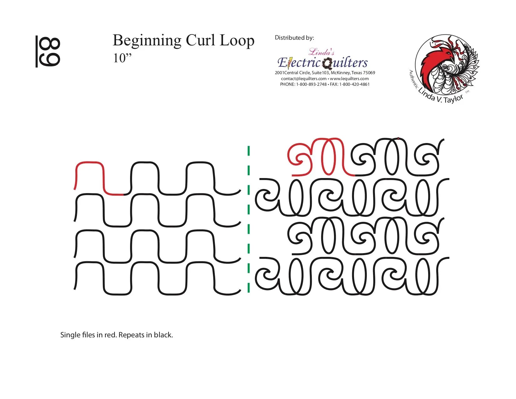089 Beginning Curl Loop Pantograph by Linda V. Taylor - Linda's Electric Quilters