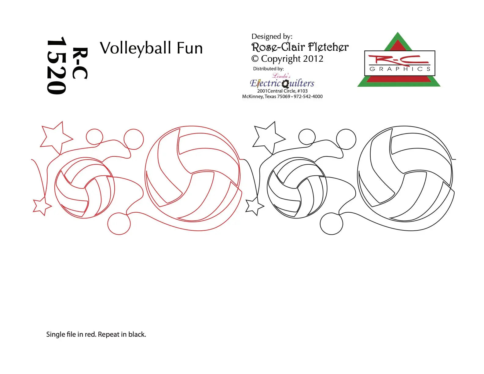1520 Volleyball Fun Pantograph by Rose-Clair Fletcher - Linda's Electric Quilters
