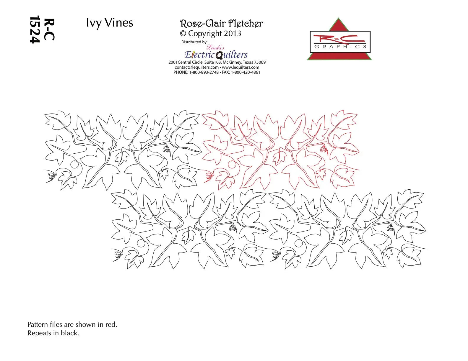 1525 Ivy Vines Pantograph by Rose-Clair Fletcher - Linda's Electric Quilters