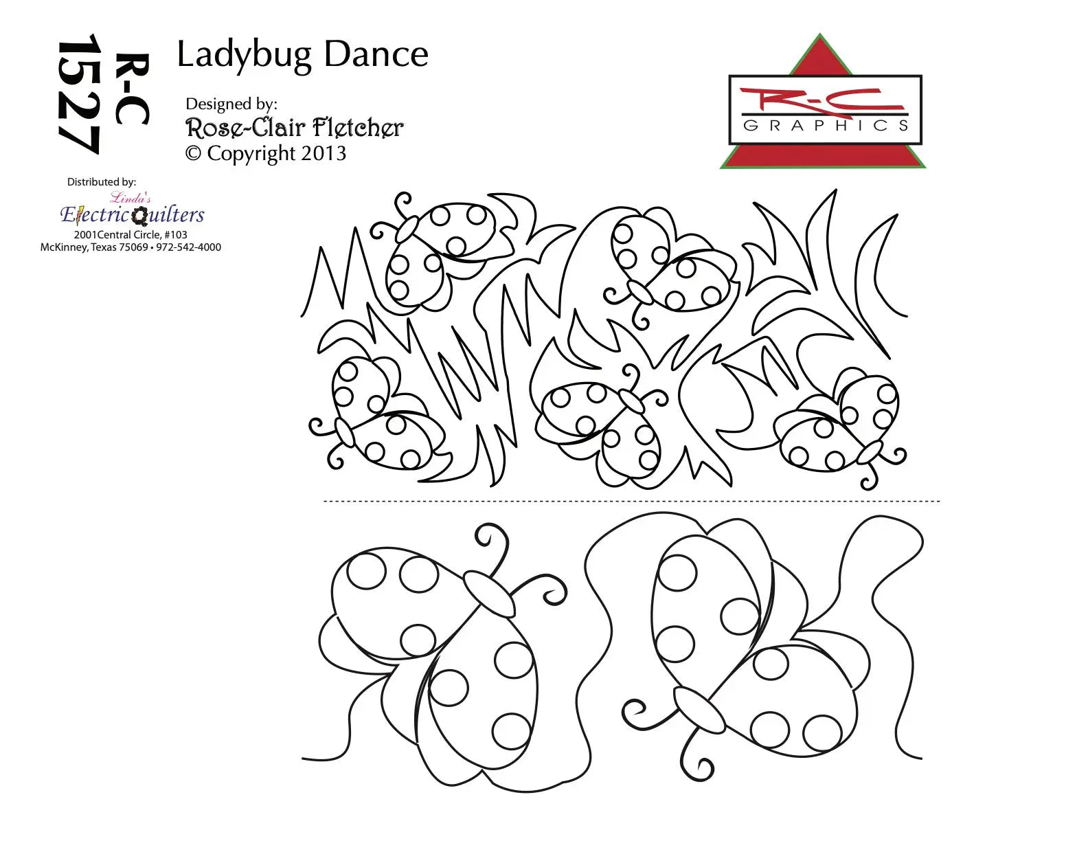 1527 Ladybug Dance Pantograph by Rose-Clair Fletcher - Linda's Electric Quilters
