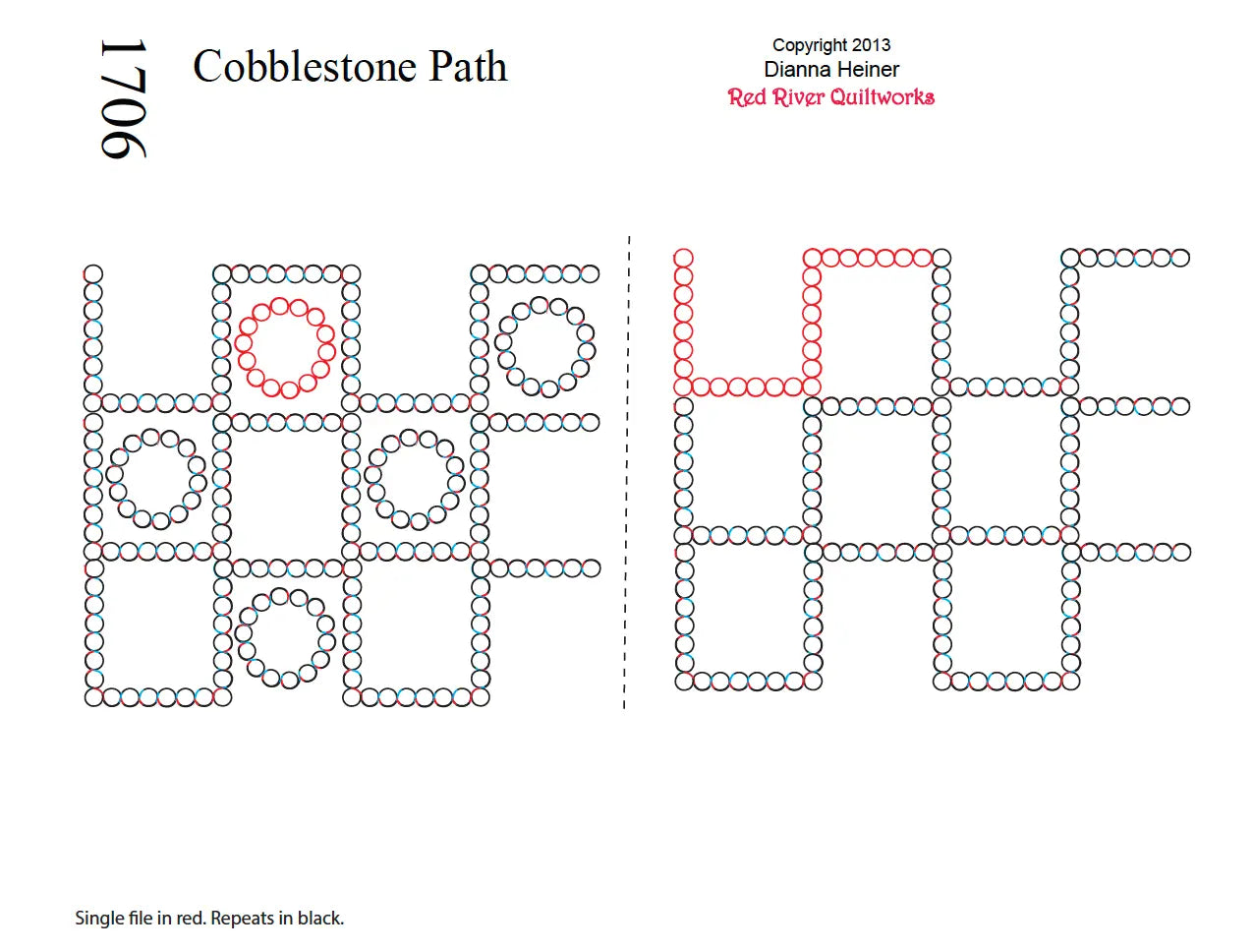 1706 Cobblestone Path Combo W/ Blocks Pantograph - Linda's Electric Quilters