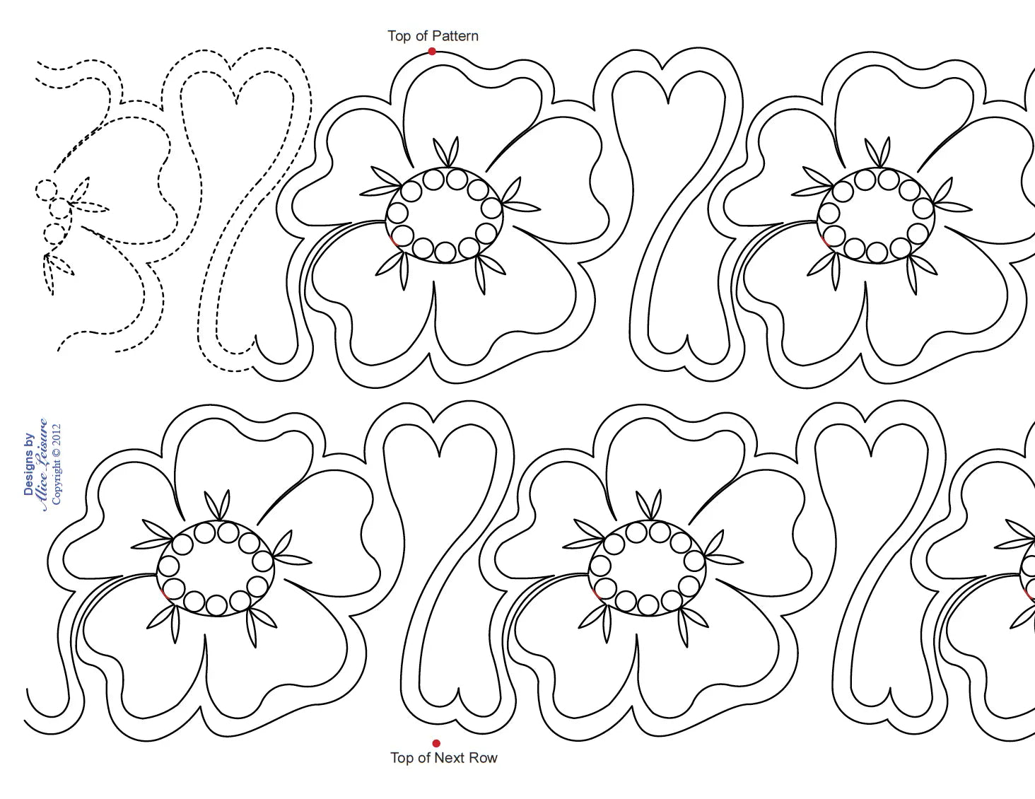 1400 Flowers  and Hearts Pantograph - Linda's Electric Quilters