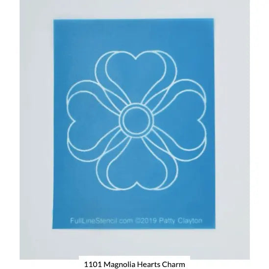 1101 Magnolia Hearts 3 3/4" by 4 3/4" Charm Stencil - Linda's Electric Quilters
