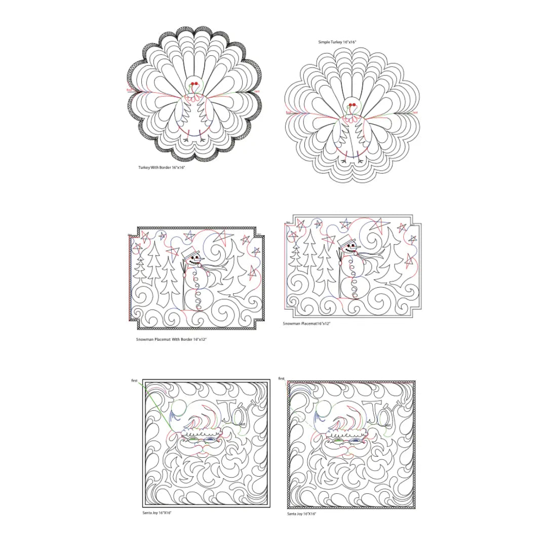 271 Holiday Placemats B Pantograph by Linda V. Taylor - Linda's Electric Quilters