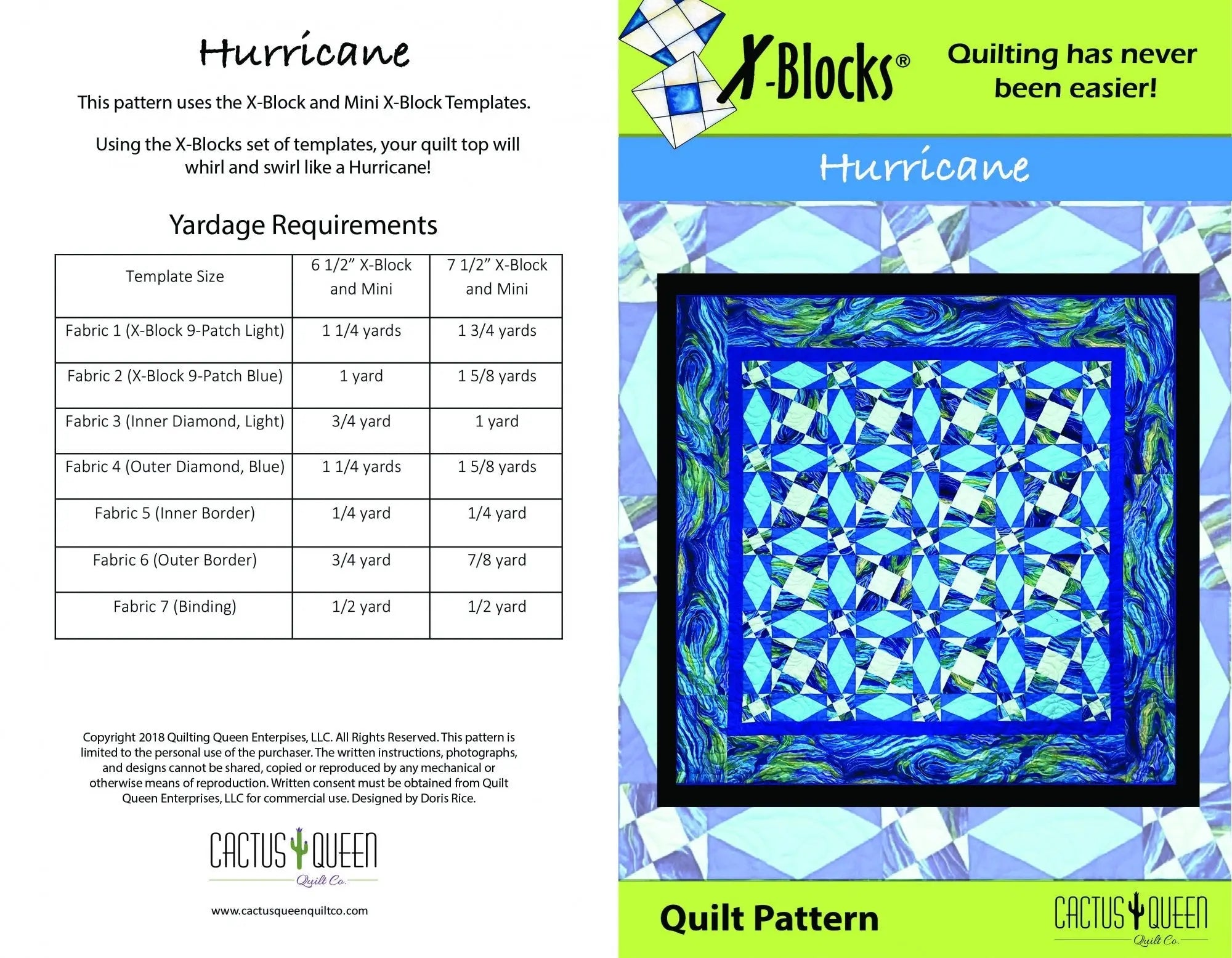 X-Block Hurricane Pattern - Linda's Electric Quilters